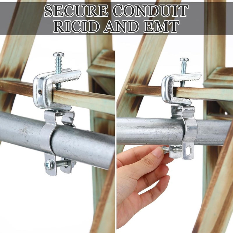 Yaocom 25 Pcs Zinc Plated Steel EMT Conduit Hanger with Bolt Ideal for Rigid and EMT Conduit Mounting to Surfaces, Insulated Supports or Threaded Rods, Furnished with Nut and Bolt (1/ 2 Inch) - Image 5